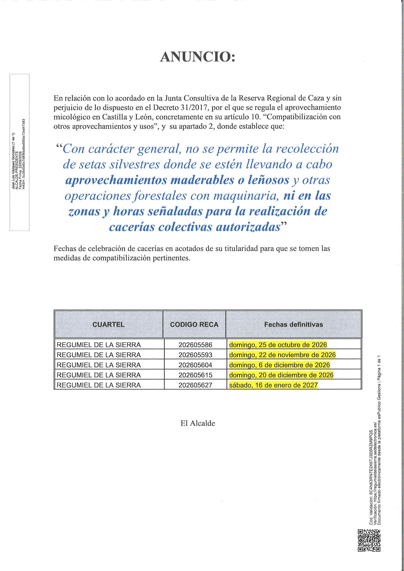 FECHAS BATIDAS